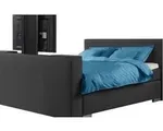 BedNL – Boxspring - luxe DAM met voetbord tv lift systeem – 160x200 - Compleet Antracite kleur