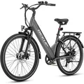 BEKUP E-Bike Cityrad Herren u. Damen 26 Zoll Fatbike mit 250 W Heckmotor bis zu 120 km, 7 Gang Shimano Shimano Tourney TZ Schaltwerk, Kettenschaltung,