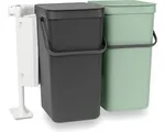 Brabantia Sort & Go Inbouw Prullenbak - 2 x 16 liter - Jade Green/Grey