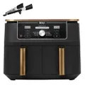 Ninja Foodi MAX Dual Zone Heißluftfritteuse, 9,5L Airfryer, 2 Fächer, mit Zange, Antihaftbeschichtung, spülmaschinenfeste Körbe, 6-in-1, Amazon Exklus