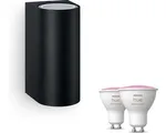 Philips Hue Nightingale Wandlamp voor Buiten Up & Down (Zwart) - Buitenlamp - GU10 - Wit en Gekleurd Licht - Hue White and Color Ambiance
