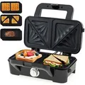 COSTWAY 3-in-1-Sandwichmaker, 1200 W, Waffeleisen, Panini-Presse, 6 Platten