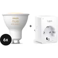Philips Hue White Ambiance GU10 Ledlampen 400lm 6-Pack + TP-Link Tapo P110