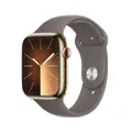 Apple Watch Series 9 GPS + Cellular 45mm Smartwatch con cassa in acciaio inossidabile color oro e Cinturino Sport grigio creta - S/M. Fitness tracker,