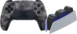 Sony PlayStation 5 DualSense Draadloze Controller Grey Camo + BlueBuilt Oplaadstation