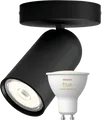 Philips Pongee opbouwspot - 1 spot - zwart + Philips Hue White Ambiance GU10