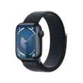 Apple Watch Series 9 (GPS 41 mm) Smartwatch - Kast van middernacht aluminium - Middernacht geweven sportbandje. Conditie bijhouden, Saturatie-app en E