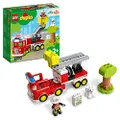 LEGO DUPLO Town Brandweerauto, Speelgoed Vrachtwagen met Zwaailicht en Sirene, Plus Brandweer- en Dieren Figuren, Educatief Cadeau voor Peuters vanaf 