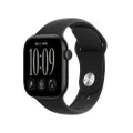 Apple Watch Series 12 GPS, 42 mm Aluminiumgehäuse Schwarz | Smartwatch, Sportarmband Schwarz (M/L), Gesundheits-, Fitness- und Schlaftracking, Herzfre