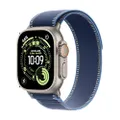 Apple Watch Ultra 3 GPS + Cellular 49 mm Avancerad smartklocka för löpning och multisport med robust titanboett naturlig och Terrängloop i blå/ljusblå