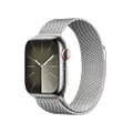 Apple Watch Series 9 GPS + Cellular 41mm Smartwatch con cassa in acciaio inossidabile color argento e Loop in maglia milanese color argento. Fitness t