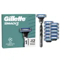 Gillette Mach3 Standard Rasierer für Männer — Inkl, 1 Gillette Nassrasierer, 12 Ersatzklingen mit Gleitstreifen für ein Sanftes Gleiten und NEUER Klin