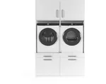Wasophoogte® Wasmachine Kast Brugge - Wasmachine verhoger - Wasmachine ombouw - 700(D)*1330(B)*2110(H) mm - Wit