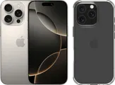 Apple iPhone 16 Pro 128 Go Titane Naturel + BlueBuilt Protective Back Cover Transparent