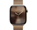 Apple Watch Series 10 - Wifi + 4G - 42mm - Gouden Titanium Case met Gouden Milanese band - M/L