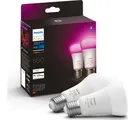 PHILIPS HUE White &amp; Colour Ambiance Bluetooth LED Bulb &#8211; E27, 800 Lumens, Twin Pack, White