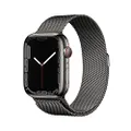 Apple Watch Series 7 (GPS + Cellular, 45mm) smartwatch - kast van grafietkleurig roestvrij staal - Grafietkleurig Milanees bandje. Conditie bijhouden,