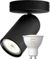 Philips Pongee opbouwspot - 1 spot - zwart + Philips Hue White Ambiance GU10