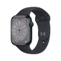 Apple Watch Series 8 (GPS, 45mm) Smartklocka aluminiumboett midnatt • sportband midnatt – standard. Träningsmätare, apparna Syrenivå i blodet och EKG,