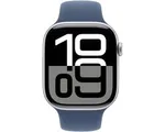 Apple Watch Series 10 - Wifi - 42mm - Zilveren Aluminium Case met Denim Sportbandje - M/L