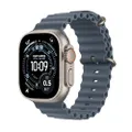 Apple Watch Ultra 3 GPS + Cellular 49mm Premium Running and Multisport Smartwatch with Rugged Natural Titanium Case with Anchor Blue Ocean Band. Advan