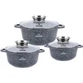 Zilner Topf-Set Graue Tu00f6pfe mit Keramik-marmorbeschichtung, Induktionstu00f6pfe, Aluminiumguss (sehr hochwertig, 6-tlg., Zeitloses Design des Topf