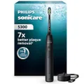Philips Sonicare 5300 elektrische Zahnbürste, Schallzahnbürste mit 2 Intensitätsstufen, Andruckkontrolle, EasyStart, Smartimer und BrushPacer, Schwarz