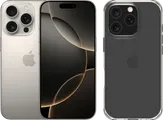 Apple iPhone 16 Pro 128 Go Titane Naturel + BlueBuilt Protective Back Cover Transparent