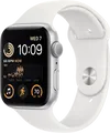 Apple Watch SE (2022) 44mm Silber Aluminium Weißes Sportarmband