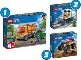 LEGO City Vuilniswagen, Straatveegmachine en Monstertruck Pakket &#8211; 66686