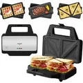 HOMELUX 3-in-1-Sandwichmaker 1000 W Waffeleisen Sandwichtoaster Grill wechselplatten, 1000,00 W, Antihaftbeschichtet, Schnelles und Gleichmu00e4u00dfi