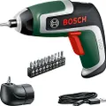 Bosch Akkuschrauber IXO (7. Generation, 3,6 V, 2,0 Ah, 5,5 Nm, mit Micro-USB-Kabel, inklusive Winkelaufsatz, schraubt bis zu 190 Schrauben, im Karton)