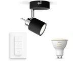 Philips Hue Meranti Opbouwspot (Zwart) - Warm tot Koelwit Licht - Incl. Hue Dimmer Switch - Wandspot of Plafondspot met 1 Lichtpunt - GU10 - Hue White