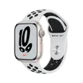 Apple Watch Nike Series 7 GPS, boîtier Aluminium Lumière Stellaire 41mm avec Bracelet Nike Sport Platinium Pur Noir