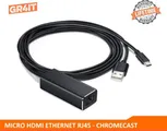 GR4IT Micro USB Ethernet Dongel voor TV Stik &#8211; Chromecast / Google Home Mini &#8211; Zwart &#8211; 100MBPS