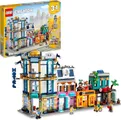 LEGO Creator 3in1 Hoofdstraat, Art Deco Wolkenkrabber en Marktstraat Set, Constructie Speelgoed met Hotel, Café, Appartementen en Winkels, Creatief Mo