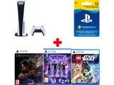 PLAYSTATION PS5 825 GB + Forspoken NL/FR + Gotham Knights UK/FR + Lego Star Wars: The Skywalker Saga 1-9 NL/FR + PS Plus 12 maand