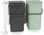 Brabantia Sort & Go Inbouw Prullenbak - 2 x 12 liter - Jade Green/Grey