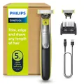De authentieke Philips OneBlade 360 Elektrische Baardtrimmer Scheerapparaat, Met 2 Innovatieve 360 mesje voor het Gezicht, 5-in-1 Instelbare Kam, Mode