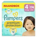 Pampers Premium Protection Maat 4, Luiers 174 Luiers, 9kg - 14kg, Dubbele Bescherming: Voor De Huid En Tegen Lekken, Maandbox