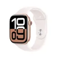 Apple Watch Series 10 GPS 46 mm Smartwatch with Rose Gold Aluminium Case with Light Blush Sport Band - S/M. Fitness Tracker, ECG App, Always-On Retina