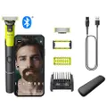 Philips OneBlade 360 Authentiek Aangesloten Elektrisch scheerapparaat voor gezicht en lichaam, baardtrimmer en bodygroomer, 360 mes, origineel mes, 5i