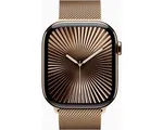 Apple Watch Series 10 - Wifi + 4G - 46mm - Gouden Titanium Case met Gouden Milanese band - M/L