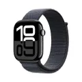 Apple Watch Series 10 GPS 46 mm Smartwatch with Jet Black Aluminium Case with Ink Sport Loop - One Size. Fitness Tracker, ECG App, Always-On Retina Di