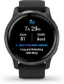 Garmin Venu 2 Multisport GPS-smartwatch met AMOLED-scherm, lange batterijlevensduur (11 dagen), grijs met zwarte armband, 45 mm behuizing