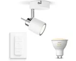 Philips Hue Meranti Opbouwspot (Wit) - Warm tot Koelwit Licht - Incl. Hue Dimmer Switch - Wandspot of Plafondspot met 1 Lichtpunt - GU10 - Hue White A