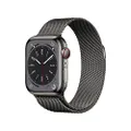 Apple Watch Series 8 (GPS + Cellular, 41mm) Smartklocka rostfri stålboett grafit • milanesisk loop grafit. Träningsmätare, apparna Syrenivå i blodet o