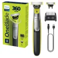 De authentieke Philips OneBlade 360 Elektrische Baardtrimmer Scheerapparaat, Met 2 Innovatieve 360 mesje voor het Gezicht, 5-in-1 Instelbare Kam, Mode