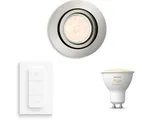 Philips Hue Donegal Inbouwspot (Mat Chroom) - Rond - GU10 - Warm tot Koelwit Licht - Incl. Hue Dimmer Switch - Hue White Ambiance