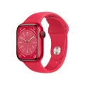 Apple Watch Series 8 (GPS + Cellular, 41mm) Smartklocka aluminiumboett (PRODUCT) RED • sportband (PRODUCT) RED – standard. Träningsmätare, apparna Syr